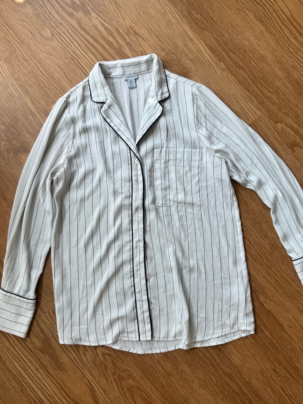 Paraphrase Cream Button-Up Shirt with Black Pinstripes